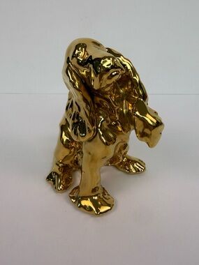 Vintage Rookwood 24K Gold Finish Cocker Spaniel Figure Paperweight 1985 Dog #126
